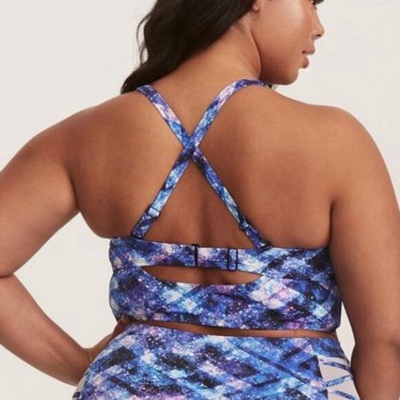 Torrid Size 3 Purple / Blue Galaxy Print Underwire Push Up Strapless Bikini Top - Picture 2 of 8
